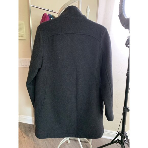 Pendleton Womens Wool Coat Charcoal Gray With Striped Lining Medium RX10348 EUC - Picture 7 of 15